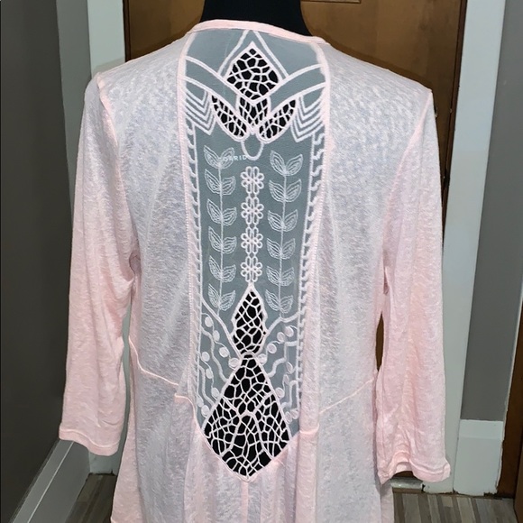 TORRID peach pink slub hacci lace inset cardigan! - Picture 6 of 7